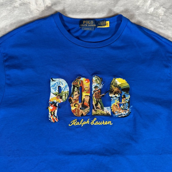 Polo Ralph Lauren Other - Polo Ralph Lauren Embroidered Adventure T Shirt Mens L Classic Fit Blue